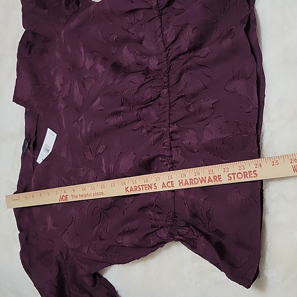 Plum Faux Wrap Ruffle Ann Taylor Blouse Womens Size Large - Picture 10 of 10